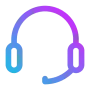 Headset icon representing customer support, help desk service, and user assistance