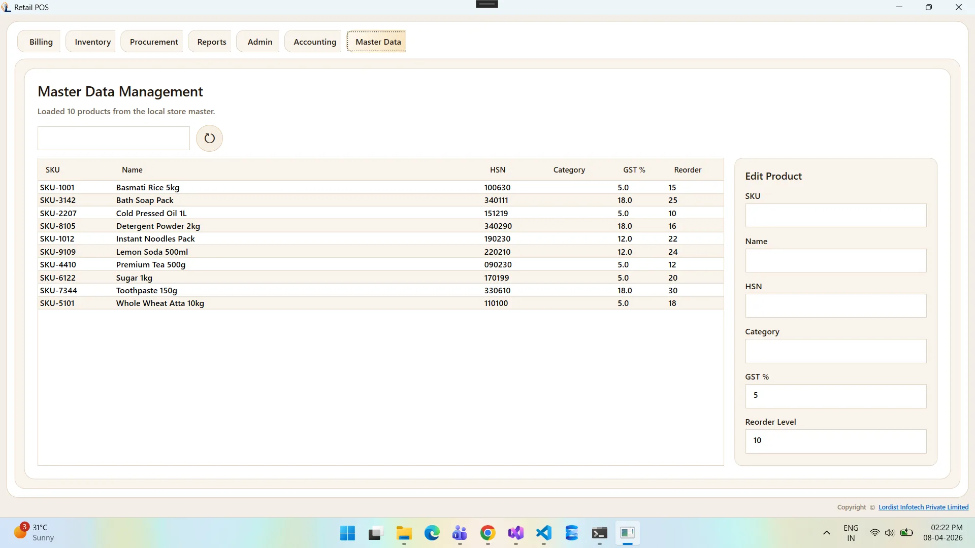 Retail POS dashboard screen with business totals, order activity, and point of sale performance summary